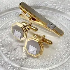 【美品】ピエールカルダン 3点セット タイピン カフス 八角形 刻印 ロゴ