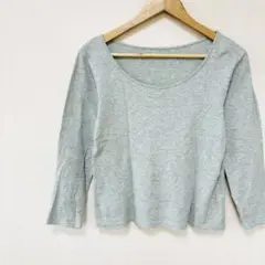 綿100％七分袖Tシャツ　L　灰色グレー　無地シンプル　インナー　部屋着にも♪