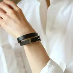 【未使用に近い】　【MAISON BOINET】レザーベルト　黒　ゴールド金具