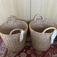 ラタン製バスケット2個セット