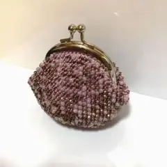 ビーズがま口(ピンク×紫)