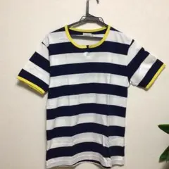 ストライプデザイン Tシャツ ネイビー ホワイト　美品