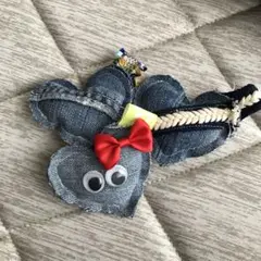 デニムハート型キーホルダー ハンドメイド