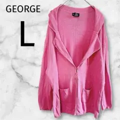 GEORGE レディース　カーディガン【L】ピンク前ボタン　ポケット　海外古着