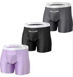 [SUMABA] ボクサーパンツ 下着セット 3枚セット(グレー、ブラック、紫)