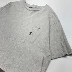 【美品】ポロバイラルフローレン ロゴ刺繍 半袖Tシャツ グレー メンズM
