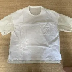 ホワイトコットンTシャツ ポケット付き