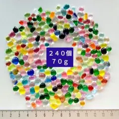ガラスナギット。ガラスビーズ。２層ビーズ。２４０こ。７０ｇ。４,５～１１㎜位(長