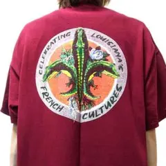 ギルダンフォークフェスティバルTシャツえんじ色ワインレッド赤XL古着