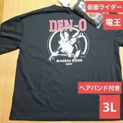 メンズ　BANDAI 仮面ライダー　電王　Tシャツ　ヘアバンド付き　3L　黒