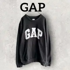 GAP 長袖スウェット ロゴトレーナー 裏起毛トレーナー (S) ブラック