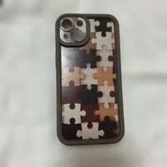 パズル柄 iPhoneケース ブラウン系