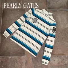 美品!パーリーゲイツ・ボーダー・ハイネックゴルフシャツ・レディス・サイズ0