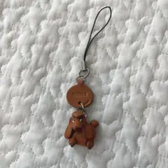 プードル　革　キーホルダー