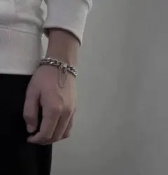 ユニセックス　ブレスレット　シルバー　韓国　お揃い