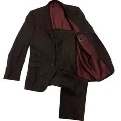 Men's a Bigi スーツセットアップ ブラック ブラウン ストライプ