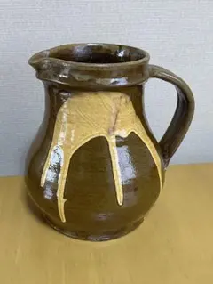 小鹿田焼　緑釉ピッチャー　水差し　小石原焼　民藝陶　骨董品　陶印あり 小鹿田焼 緑釉ピッチャー 水差し 小石原焼 民藝陶 骨董品 陶印