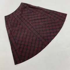 メルローズクレールチェックスカート レ ッド系フレアAライン 綿ポリエステル混