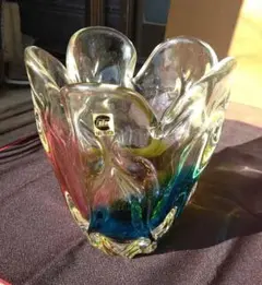 岩津アートガラス　花瓶　レトロ　マーブル　IWATSU GLASS ヴィンテージ 岩津アートガラス 花瓶 レトロ マーブル IWATSU GLASS