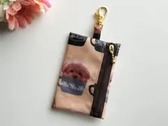 リール付き　キーケース☆ティーカッププール　ハンドメイド