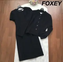 極美品 FOXEY フォクシー ストレッチダブルフェイス ワンピース スーツ
