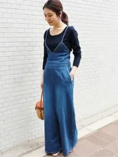 美品★IENA★レースアップデニムサロペット 38 オーバーオール
