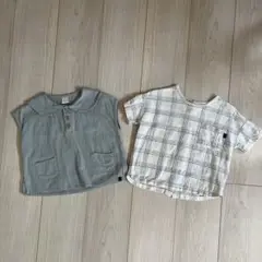 【tete a tete】セーラーカラートップス&バックボタンチェック柄シャツ