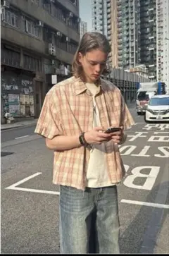 00's unknown 短丈チェックシャツ　City boy