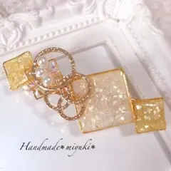 レモンイエロー　リング バレッタ