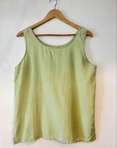 USED シルクタンクトップ 古着 ヴィンテージ グリーン ノースリーブ キャミ