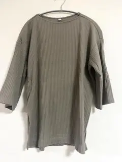 ユニクロ　ワイドリブリラックスチュニック　GREEN 緑　Mサイズ