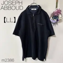 ジョセフアブード ハーフジップポロシャツ 半袖 リネン混 ブラック 【LL】