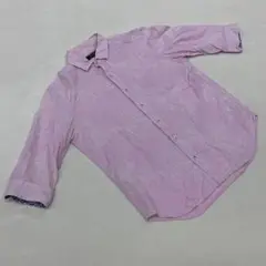 MEN'S BIGI シャツ ピンク 長袖 ボタンダウン 葉柄 コットン S