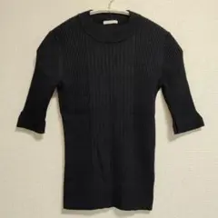 GU サマーリブニット 半袖 ブラック Sサイズ
