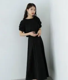 NATURAL BEAUTY BASICシャーリングスリーブブラウス×スカート