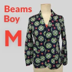 ビームスボーイ レディース ネイビー コットンジャケット テーラード 花柄 美品