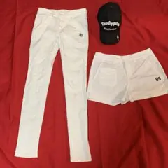 PEARLY GATES ホワイト スリムフィット&ショート&キャップ3点セット