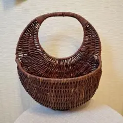 【未使用】藤ラタン＊壁掛け＊インテリア カゴ　壁掛け　インテリア