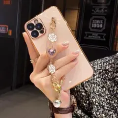 ﻿iphone12ケース　お花形のチェーン ピンク iphone ケース