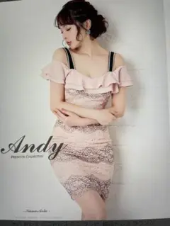 新品未使用タグ付き❣️Andy ボーダーレースラインフリルオフショルダーミニドレス