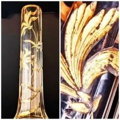 オールド バカラ 大逸品 金盛 ストライプ 花装飾紋 アールヌーボ様式 花瓶