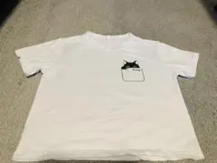 猫ポケットデザイン ホワイトTシャツ