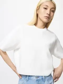 【新品未使用】UNIQLO ウォッシャブルミラノリブセーター 半袖