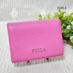 FURLA フルラ コンパクト財布 三つ折り財布 ミニ パスケース ピンク系