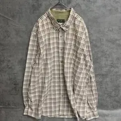 エディーバウアー 長袖シャツ 2XL 薄橙基調 チェック柄 ゆるだぼ【5301】