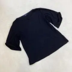 laf...ブラック 五分袖カットソー 無地