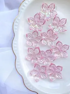 アクリル花型パーツ 10個 クリアピンク