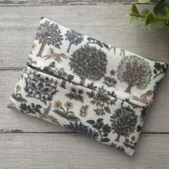 ポケットティッシュケース　普通サイズ　ラミネート　花柄　鳥　うさぎ　ハンドメイド