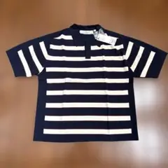 GU rokh ストライプ ポロシャツ M ネイビー