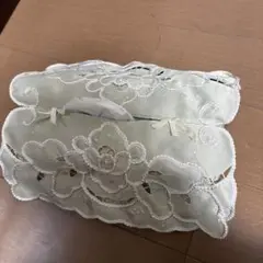 草色レース装飾 ティッシュボックスカバー